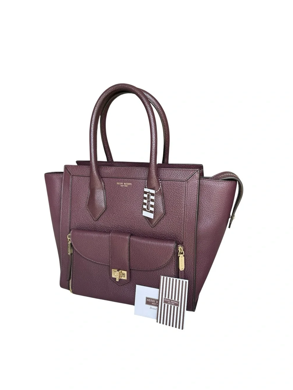 🆕 Henri Bendel Rivington Tote Bag Burgundy Satchel